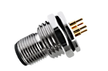 M12 Txiv neej Pem Hauv Ntej Fastened A-Coding 3PIN M16*1.5